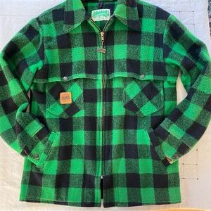Labonville Wool Jacket with Wool Yoke Unisex Vintage Plaid Utility Field Coat